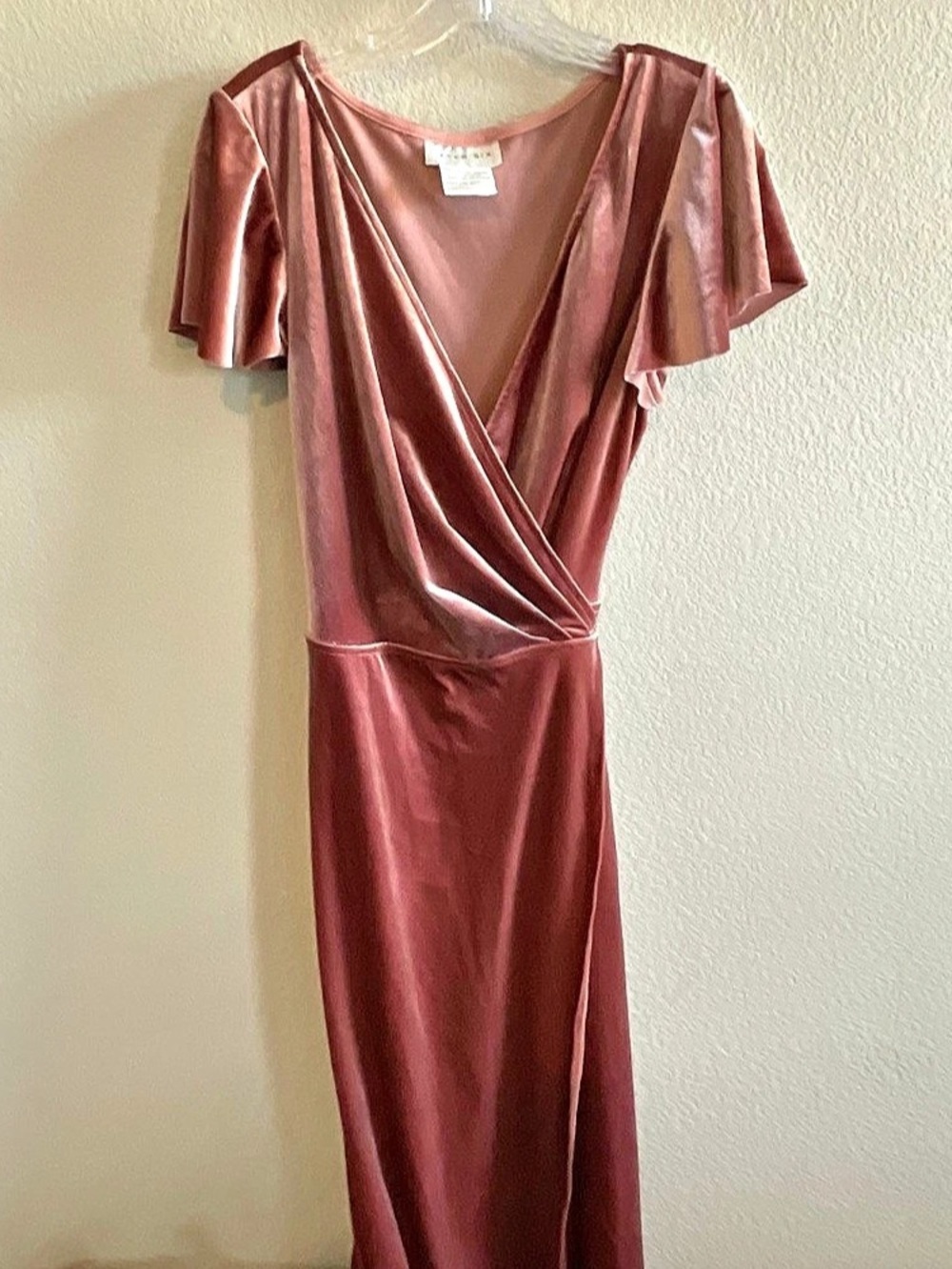 After Six Style 1538 Velvet Wrap Maxi Dress Pink XL